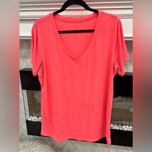 GAP Fit Bright Neon Pink V-Neck Active Wear Tee XL